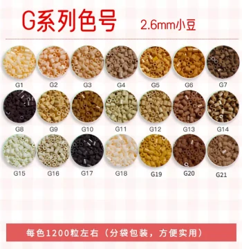 Fused Beads 2.6mm G Color Series 1200 Count Resealable Bag