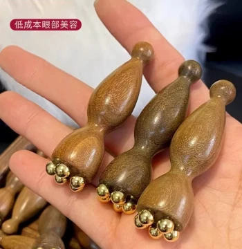 Small Lotus Pod Facial Massager Face Beauty Brass Eye Meridian Scraping Stick Acupoint Skincare Tool Rosewood Scraping Board
