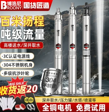 Submersible Water Pump 220V High Head High Flow Home Deep Well Pump Pressure Tank Special Stainless Steel Pump