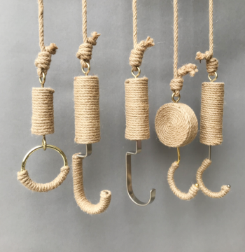 Clothing Store Display Rack Wall-Mounted Hanger Creative Vintage S-Hook Black Hook with Hemp Rope Ring Decoration