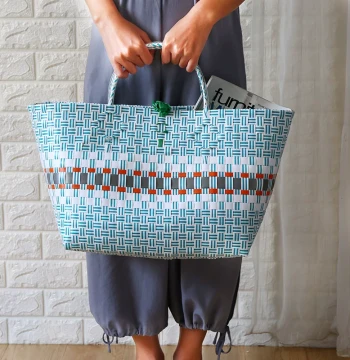 Kens Vietnam Imported Shopping Basket Imitation Rattan Large Handbasket Woven Grocery Picnic Basket Ins Style Photo Prop