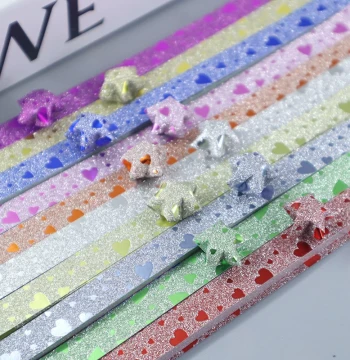 Glitter Gold Powder Star Origami Paper - Thickened Strips for Folding Wishing Stars and Hearts