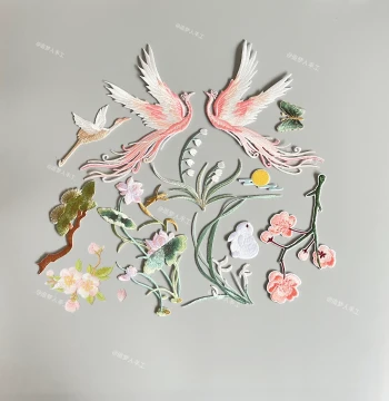 Chinese Style Ancient DIY Handmade Silk Fan Accessories: Round Fan Face Decoration Materials, Embroidery Metal Ornaments for Brides and Wedding Fans
