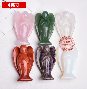 Donghai Natural Crystal Semi-Precious Stone 4-Inch Angel Energy Stone, Hand-Carved Craft, Home Decor Ornament, Wholesale