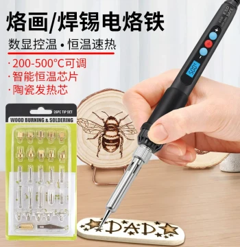 Hankeyi Temperature-Controlled Pyrography Soldering Iron Set, Wood Burning Pen for Gourds and Leather, Hot Stamping and Engraving Tool Kit