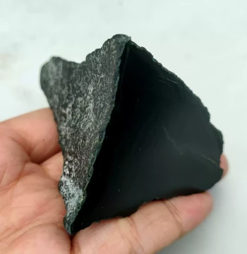 143g Xinjiang Hetian Taqing Mountain Material Rough Stone, Black-Green Mountain Jade Cut Block, Clear Raw Material for Handle Pieces