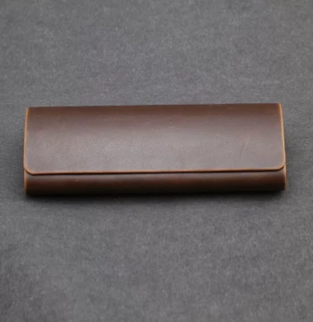 Crazy Horse Leather Japanese Retro Handmade Glasses Case Portable Pressure-Resistant Storage Box for Men's Myopia Sunglasses Sun Glasses