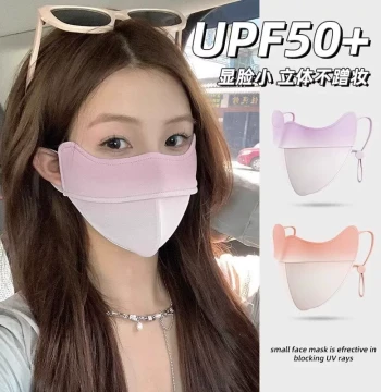 Sunscreen Face Mask for Women - UV Protection, Summer Eye-Corner Care, Breathable Ice Silk, New High-Aesthetic Gradient Style Fg