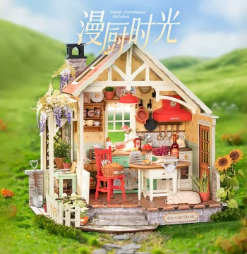 Rolife Manchu Kitchen Time Handmade DIY Miniature House Art House Villa Micro Model High Difficulty for Women