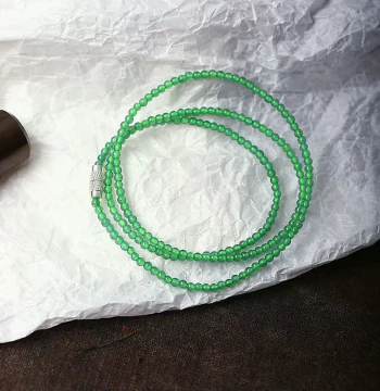Natural Type A Jadeite 'Wei Material' Imperial Green Millet Bead Necklace - Women's Round Bead Jade Jewelry