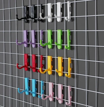 Nail-Free Plastic Hooks for Wire Mesh Panels, Iron Wire Shelf Wall Display Hooks, No-Drill Storage for Kindergartens