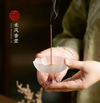 Chinese Style Zen Glazed Lotus Incense Burner, Agarwood and Sandalwood Incense Holder for Home Indoor Aromatherapy