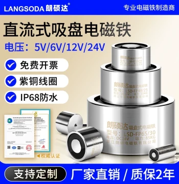 Round DC 12V/24V Small Electromagnet, Industrial Lifting and Traction, Strong Suction Disc, Powerful Magnetic Electric Lifter