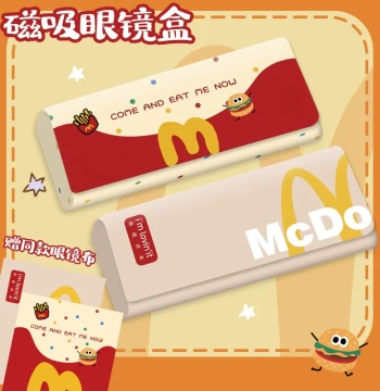 Cartoon Hamburger Magnetic Eyeglass Case - Premium Portable, Crush-Resistant, Drop-Proof Case for Sunglasses and Myopia Glasses (Women's)