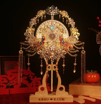 Chinese Wedding Round Fan for Bride, High-End Double-Sided Handmade DIY Kit or Finished Xiuhe Fan