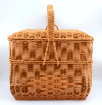 Extra-Tall Large Double-Layer Prayer Basket, Double-Deck Picnic Wicker Storage Bin, Gift Basket for Auspicious Events, Handheld Basket for Ancestral Halls