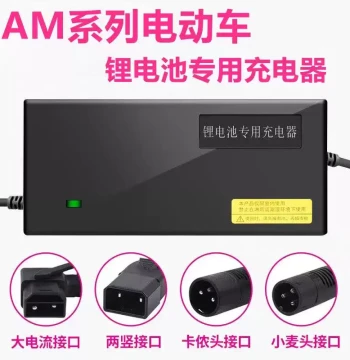 Aima Electric Bike Dedicated Lithium Battery Charger 48V2A Cannon Connector Wheat Connector Two-Prong High Current Specialized