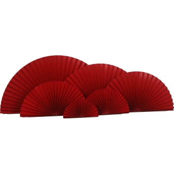 Wedding Decoration Window Display Prop Origami Red Half-Fan Birthday Decoration Vintage Paper Fan Flower Semi-Circle Ornament Craft Fan