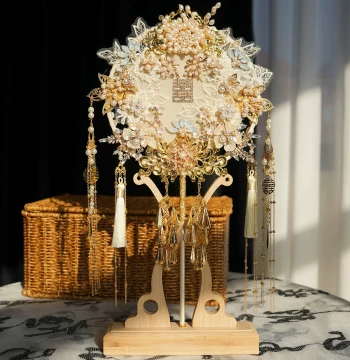 Round Fan Bride Wedding Handmade DIY Material Kit Xiuhe Wedding Joyful Fan Double-Sided Premium Chinese Heavy Craftsmanship