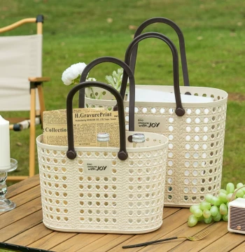 Vegetable Basket Handheld Plastic Home Egg Fruit Basket Large Grocery Shopping Basket Outdoor Picnic Storage Bin