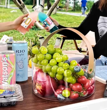 Picnic Basket Spring Outdoor Transparent Fruit Ice Bucket Camping Shopping Supplies Tools Internet Famous Vegetable Basket Handheld Basket