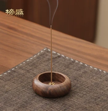 Bangsheng North American Walnut Mini Small Incense Holder Home Indoor Agarwood Sandalwood Burner Wooden Incense Stand Multi-Hole Threaded Incense Burner