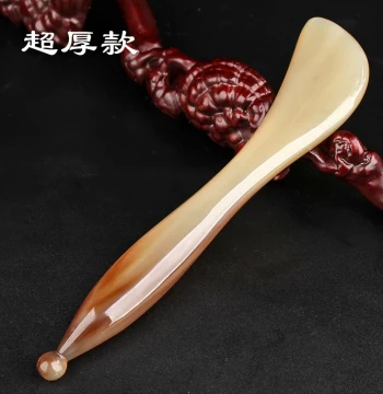 Natural White Buffalo Horn Tendon Pulling Stick Beauty Facial Meridian Gua Sha Slice Board Face Tendon Pulling Stick Eye Massage Acupoint Stick