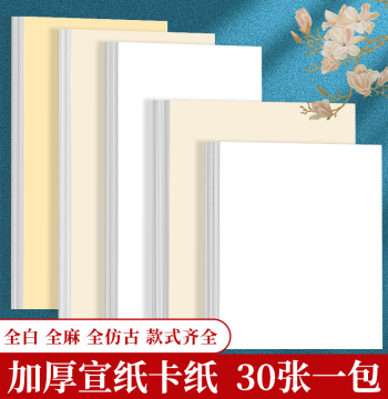 Traditional Chinese Painting Cardstock - Full White Linen Mirror Xuan Paper for Calligraphy and Ink Wash Art (Raw/Semi-Sized/Sized)