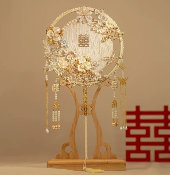 Bridal Round Fan Handmade DIY Material Kit Wedding Joyful Fan Chinese Style Wedding Bride Finished Product Ancient Style Xiuhe Fan