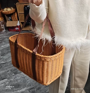 Handheld Vegetable Basket Shopping Basket Grocery Basket Picnic Basket Hand-Woven Fruit Basket Bath Basket Wall-Mounted Basket Gift Basket