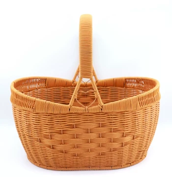 Large Ingot-Shaped Handwoven Basket, Rattan Handheld Vegetable Basket for Fruit Shopping, Storage, Eggs, Large Capacity Vintage Style