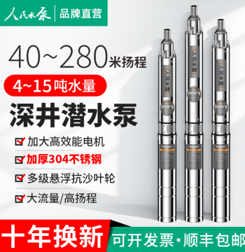 Renmin Deep Well Pump 220V Submersible Pump, Household Stainless Steel High-Lift High-Flow Water Pump from Shanghai
