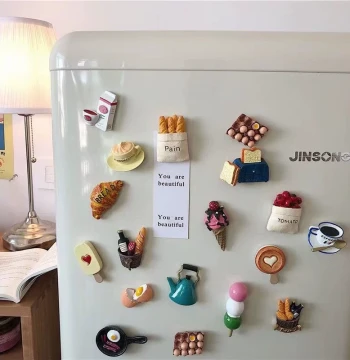 Creative 3D Fridge Magnets, Realistic Food Designs, Cute Magnetic Notes, Decorative 3D Resin Magnet Stickers