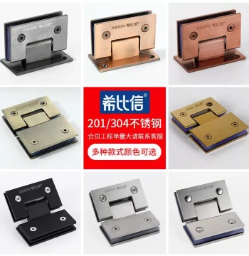 New Direct Sales 304 Stainless Steel Matte Black Hinge 90-Degree Bathroom Clamp Matte Black Double-Opening Glass Door Hinge for Shower