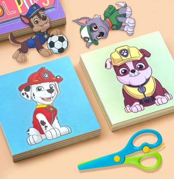 Paw Patrol Children's Fun Paper Cutting and Origami, Kindergarten Handicraft Focus Training DIY for Ages 3-6 Educational