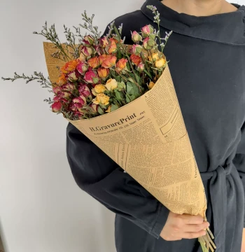 Multi-Head Rose Dried Flower Bouquet Nordic Ins Style Fresh Home Display Flower Arrangement Rose Real Flower Artistic Decoration