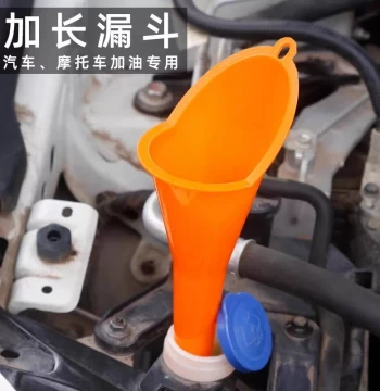 Extended Angled Spout Funnel Hands-Free Oil Filling