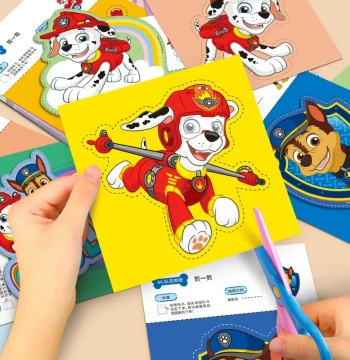 Paw Patrol Paper Cutting for Children, Handmade Craft for 2-Year-Olds, Kindergarten Baby Focus Training, Fun Toy DIY Production for Age 6