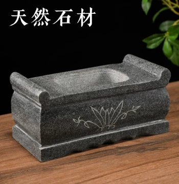 Stone-Carved Square Incense Burner for Temples and Ancestral Halls; Outdoor Incense Burning Stand and Stone Incense Holder