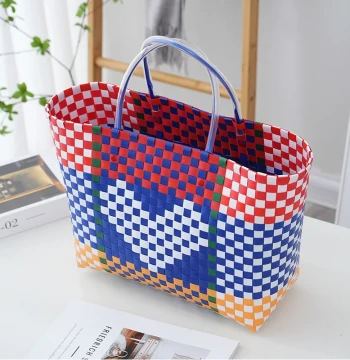Sam's Club Style Large Capacity Heart-Shaped Hand-Woven Bag, Nostalgic Grocery Tote, Open-Top Women's Handbag