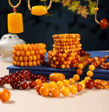 Miaoyi Original High-End Wenwan Amber Bracelet - 108 Beads Recycled Old Amber Necklace & Bracelet for Live Streaming