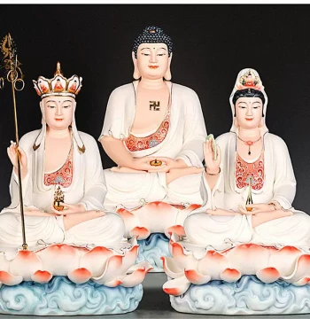 Mofan Ceramic Guanyin Bodhisattva Buddha Statue Worship Ksitigarbha Amitabha Master Buddha Shakyamuni Buddha Three Buddhas