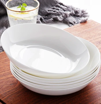 Plates Dinner Plates Home Use 2026 New Pure White Bone China Tableware Stir-Fry Deep Plate White Ceramic Plate Dish Serving Plate