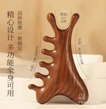 [C005] 4-in-1 Multi-Function Imitation Sandalwood Meridian Massage Comb for Head Hair Loss Therapy Gua Sha Meridian Clearing