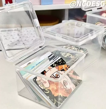 Journal Sticker Small Card Storage Box INS Style Transparent Multi-functional Guka Storage Box Large Capacity Dust-proof Storage Container