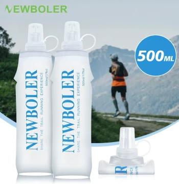 NEWBOLER Outdoor Soft Flask, White Eco-Friendly Leak-Proof Portable Collapsible Bottle for Running, Hiking, and Marathons