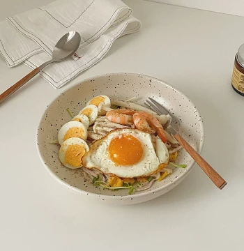 Muni Ink Splash Instagram Style Dining Plate Salad Bowl Household Single-Person Tableware Deep Plate Japanese Style Plate Premium Feel Soup Plate