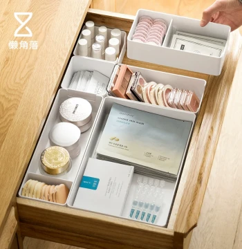 Lazy Corner Organizer Storage Box, Drawer Divider Small Box, Vanity Jewelry and Cosmetics Compartment Container