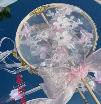 Muraju Original Handheld Round Fan for Lolita & Hanfu Photography - Butterfly Prop with Bow