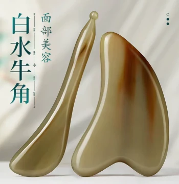 Authentic White Buffalo Horn Facial Gua Sha Board for Women Natural Thickened Eye Meridian Stick for Full Body Massage